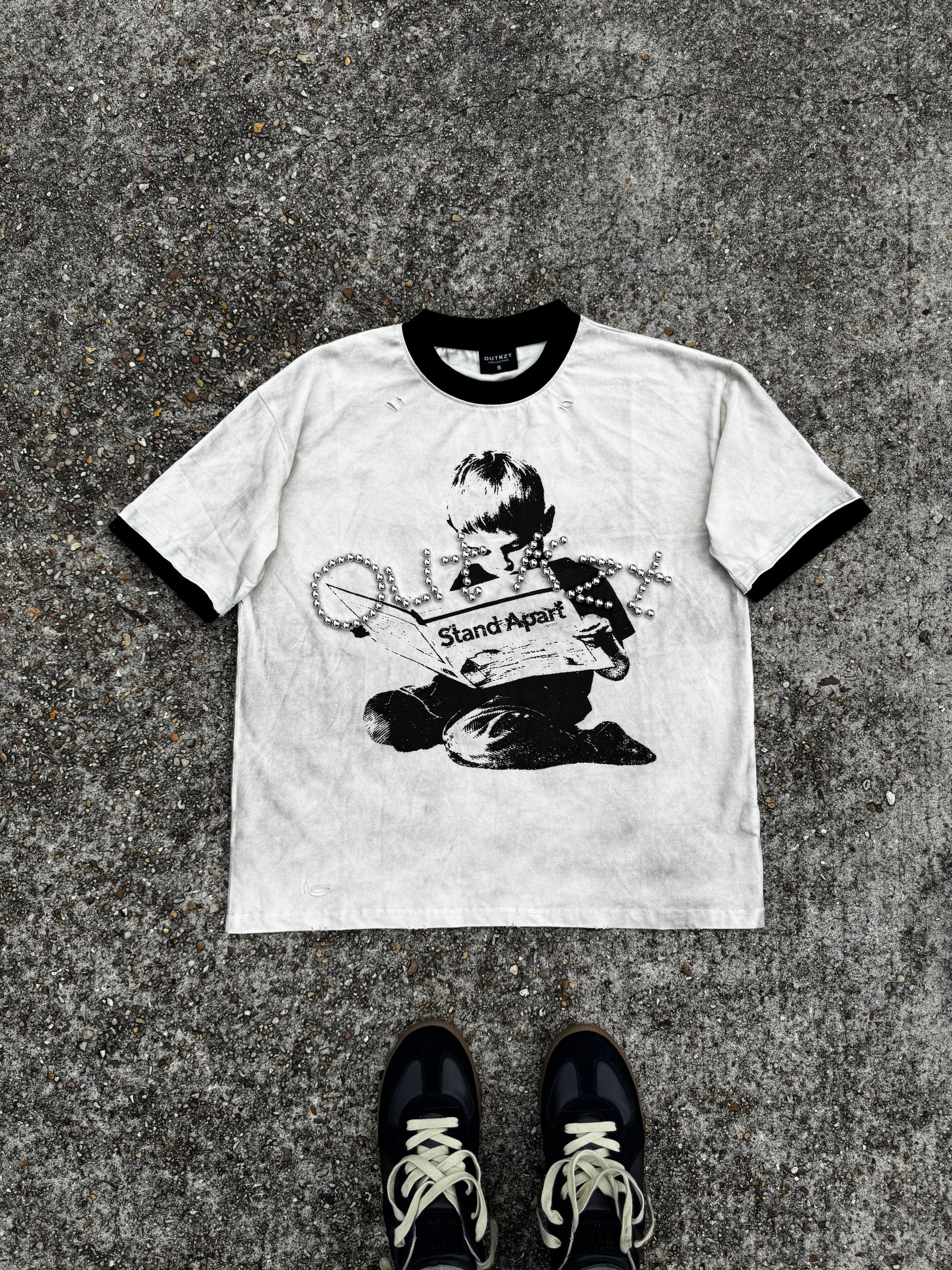 "Stand Apart" Tee- Bone/Black